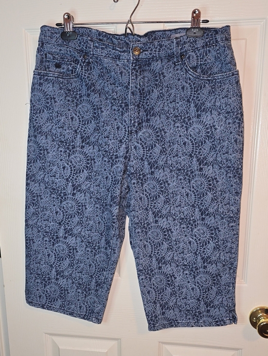 Gloria Vanderbilt Denim - Women's Blue Printed Ankle-Length Denim Bermuda Jeans